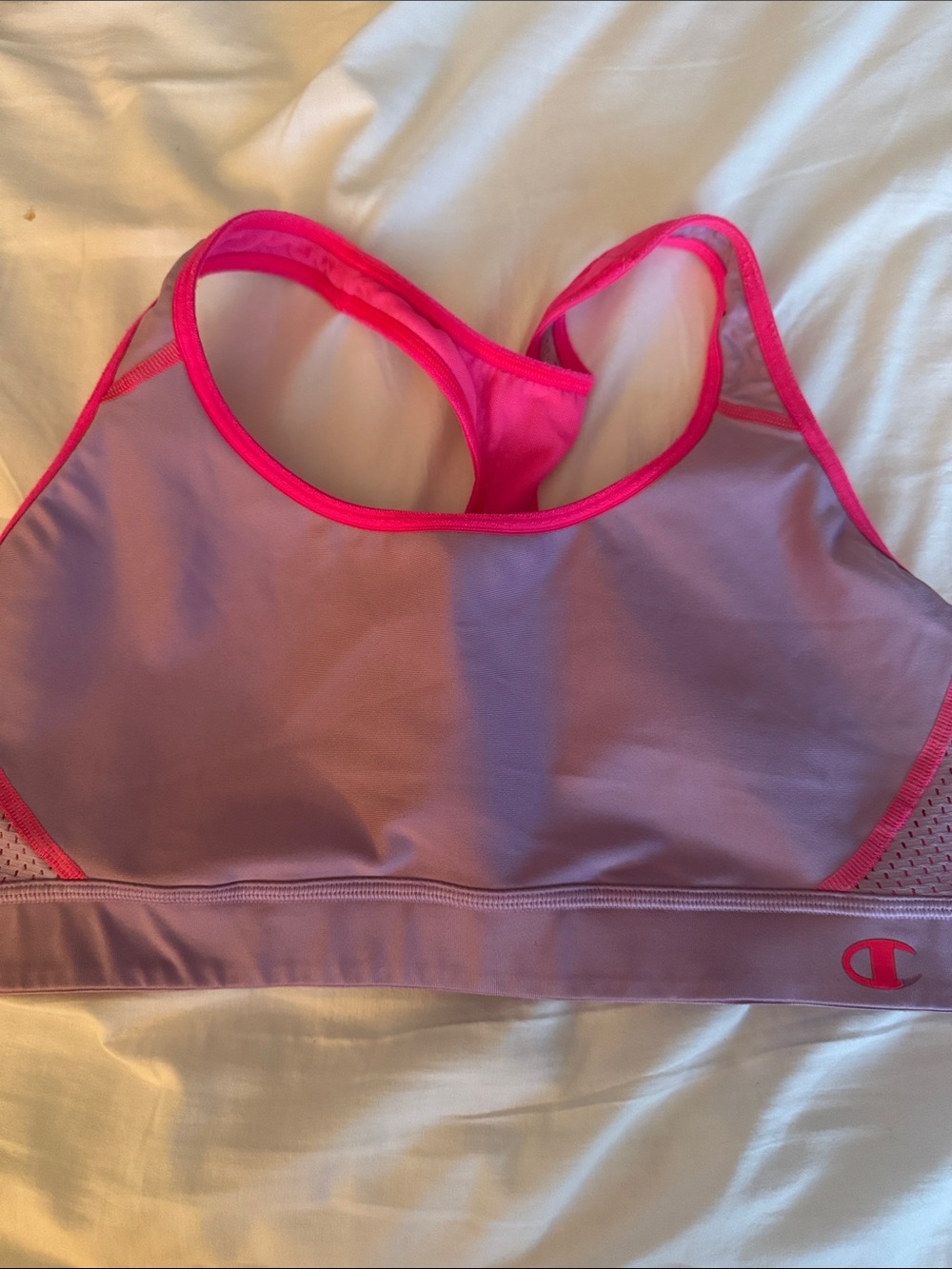 Champion Lavender Sports Bra with Hot Pink Trim